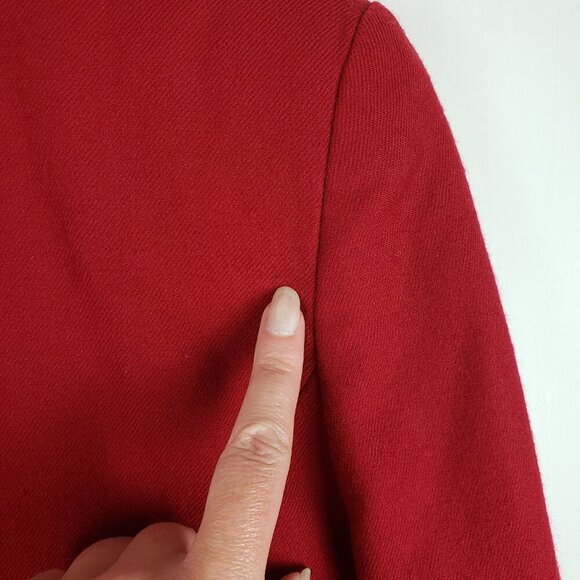Talbots Vintage Blazer Red Wool Jacket Gold Buttons Lined Crew Neck Open Size 12 - Picture 8 of 9